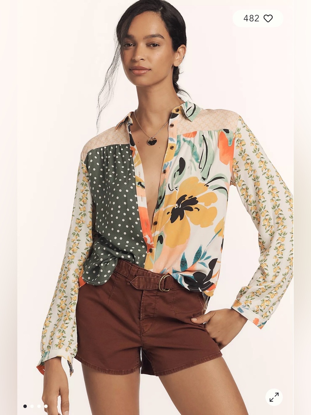 Anthropologie Maeve Alida Contrast Buttondown Shirt